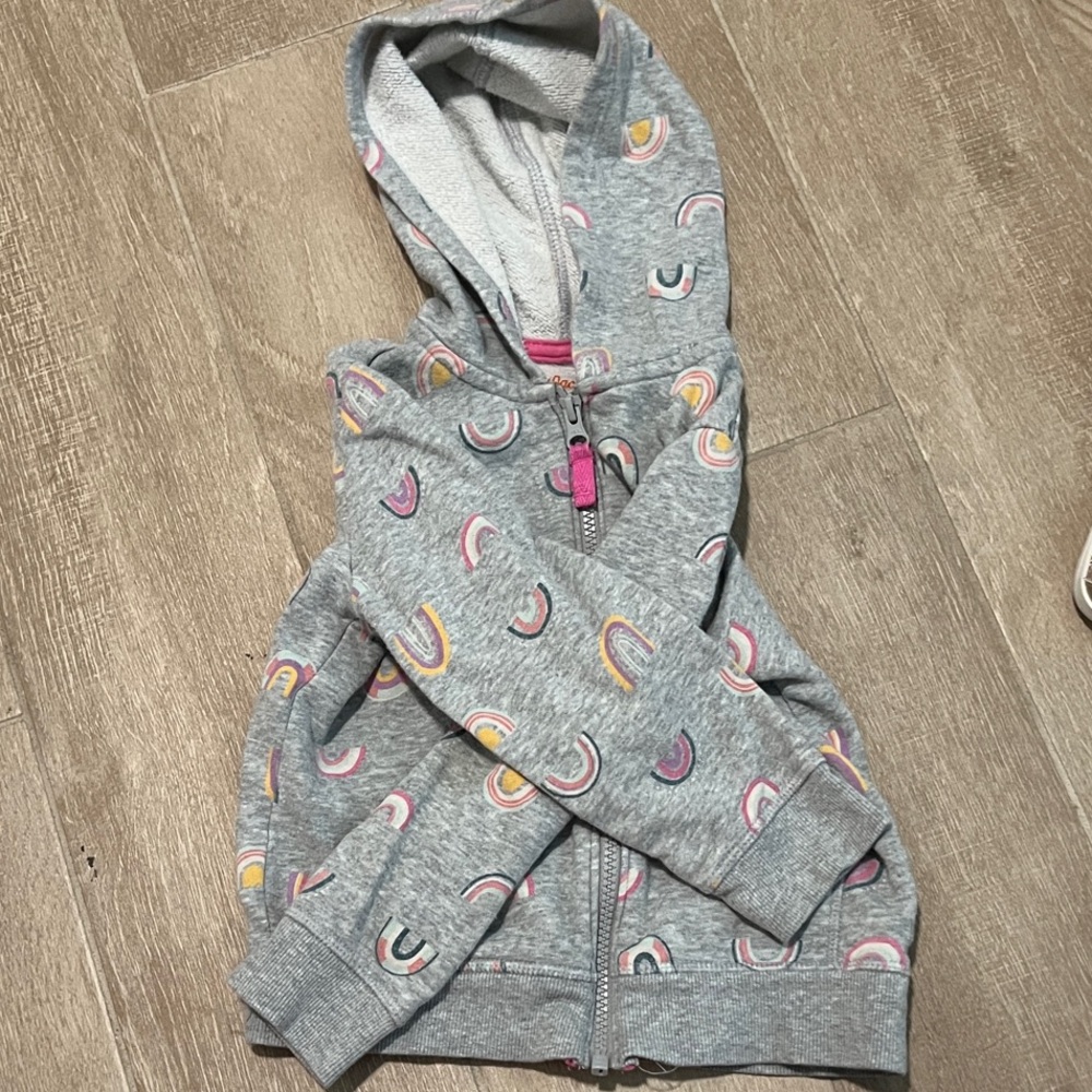 Cat & Jack Gray Hoodie with Colorful Rainbow Accents